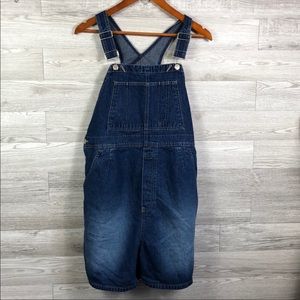 Maternity jean overall shorts